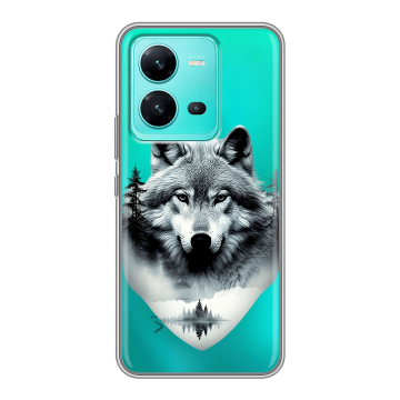 Силиконовый чехол на Vivo V25 с принтом Волк в лесу Силиконовый чехол на Vivo V25 с принтом Волк в лесу