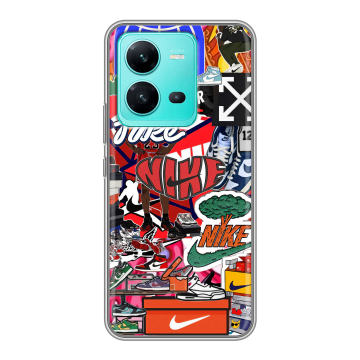 Силиконовый чехол на Vivo V25 с принтом Найк Nike яркий Силиконовый чехол на Vivo V25 с принтом Найк Nike яркий