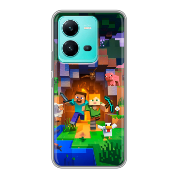 Силиконовый чехол на Vivo V25 с принтом Майнкрафт Minecraft Силиконовый чехол на Vivo V25 с принтом Майнкрафт Minecraft