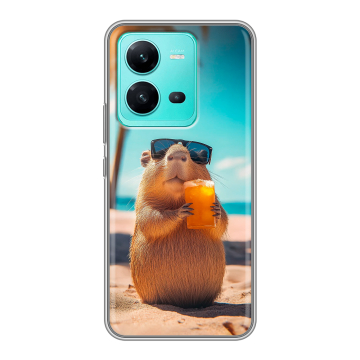 Силиконовый чехол на Vivo V25 с принтом Капибара