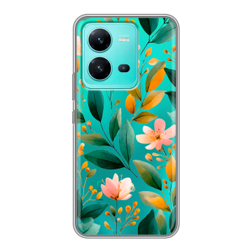 Силиконовый чехол на Vivo V25 с принтом Цветы паттерн