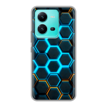 Силиконовый чехол на Vivo V25 с принтом Неоновые соты