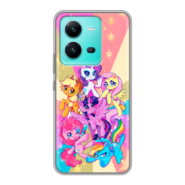 Силиконовый чехол на Vivo V25 с принтом My little pony Дружба чудо Силиконовый чехол на Vivo V25 с принтом My little pony Дружба чудо