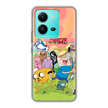 Силиконовый чехол на Vivo V25 с принтом Adventure time Время приключений