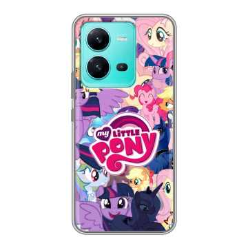 Силиконовый чехол на Vivo V25 с принтом My little pony Дружба чудо
