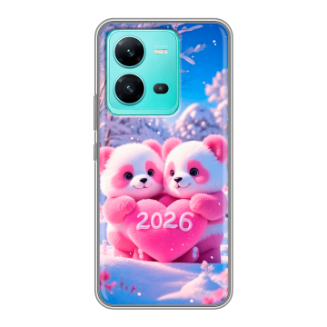 Силиконовый чехол на Vivo V25 с принтом Новый год