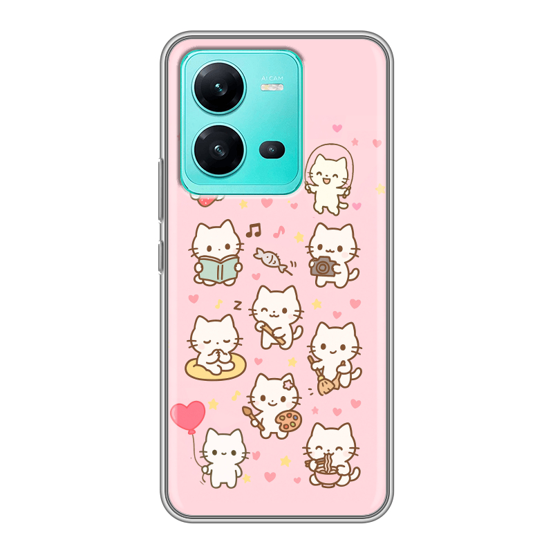 Силиконовый противоударный чехол на Vivo V25 с принтом Hello Kitty Хелоу Кити Силиконовый противоударный чехол на Vivo V25 с принтом Hello Kitty Хелоу Кити