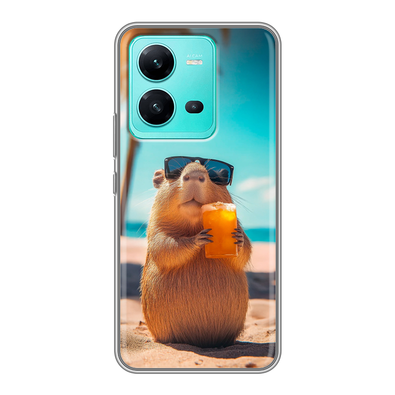 Силиконовый противоударный чехол на Vivo V25 с принтом Капибара Силиконовый противоударный чехол на Vivo V25 с принтом Капибара