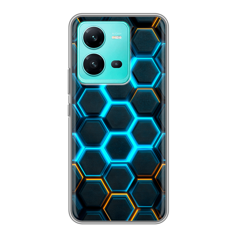 Силиконовый чехол на Vivo V25 с принтом Неоновые соты Силиконовый чехол на Vivo V25 с принтом Неоновые соты