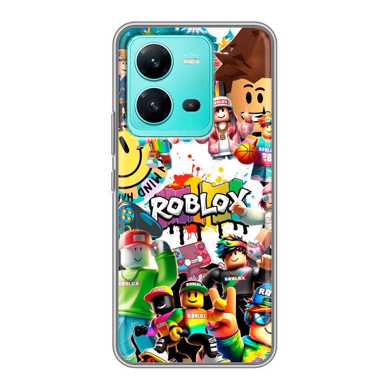 Силиконовый противоударный чехол на Vivo V25 с принтом Roblox Роблокс Силиконовый противоударный чехол на Vivo V25 с принтом Roblox Роблокс
