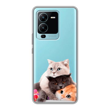 Силиконовый чехол на Vivo V25 Pro с принтом Кошки Силиконовый чехол на Vivo V25 Pro с принтом Кошки