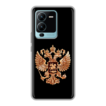 Силиконовый чехол на Vivo V25 Pro с принтом Герб России золотой