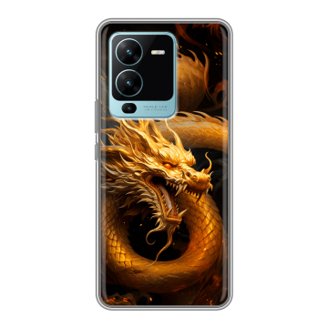 Силиконовый чехол на Vivo V25 Pro с принтом Золотой дракон