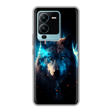 Силиконовый чехол на Vivo V25 Pro с принтом Волк ночной Силиконовый чехол на Vivo V25 Pro с принтом Волк ночной