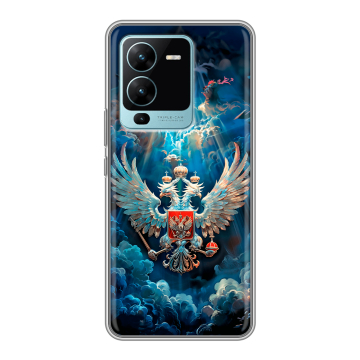 Силиконовый чехол на Vivo V25 Pro с принтом Герб флаг России