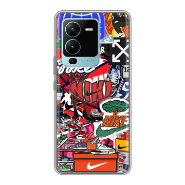 Силиконовый чехол на Vivo V25 Pro с принтом Найк Nike яркий