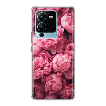Силиконовый чехол на Vivo V25 Pro с принтом цветы пионы