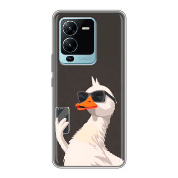 Силиконовый чехол на Vivo V25 Pro с принтом утка в очках