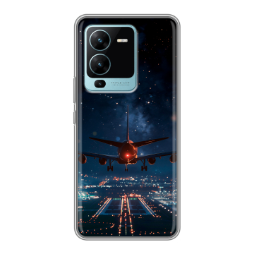 Силиконовый чехол на Vivo V25 Pro с принтом самолет