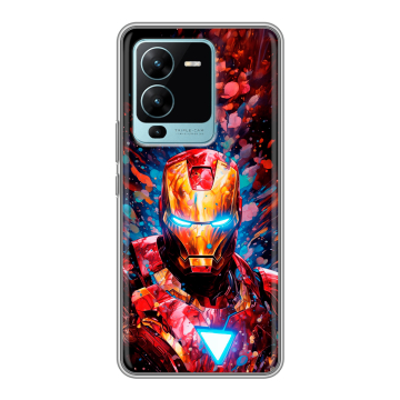 Силиконовый чехол на Vivo V25 Pro с принтом Железный человек Ironman