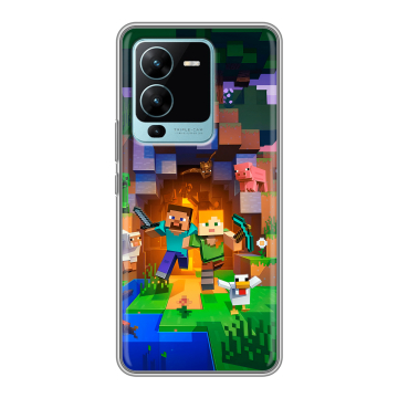 Силиконовый чехол на Vivo V25 Pro с принтом Майнкрафт Minecraft