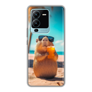 Силиконовый чехол на Vivo V25 Pro с принтом Капибара Силиконовый чехол на Vivo V25 Pro с принтом Капибара