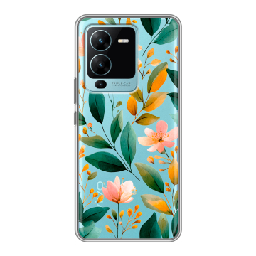 Силиконовый чехол на Vivo V25 Pro с принтом Цветы паттерн