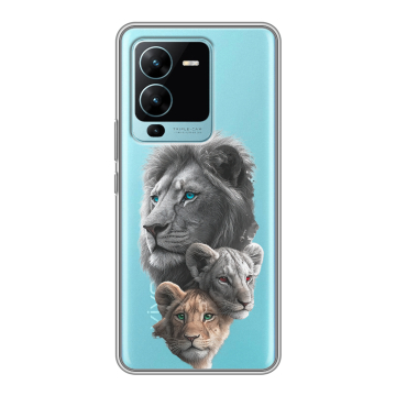 Силиконовый чехол на Vivo V25 Pro с принтом Львы