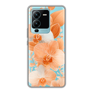 Силиконовый чехол на Vivo V25 Pro с принтом Бежевые цветы