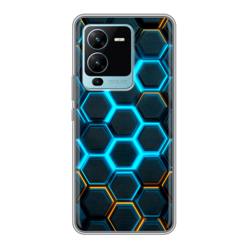 Силиконовый чехол на Vivo V25 Pro с принтом Неоновые соты