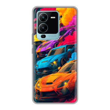 Силиконовый чехол на Vivo V25 Pro с принтом Тачки