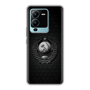 Силиконовый чехол на Vivo V25 Pro с принтом Герб Флаг СССР Силиконовый чехол на Vivo V25 Pro с принтом Герб Флаг СССР