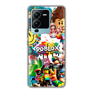 Силиконовый чехол на Vivo V25 Pro с принтом Roblox Роблокс