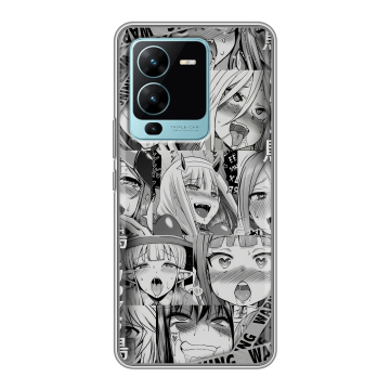 Силиконовый чехол на Vivo V25 Pro с принтом Ahegao Ахегао Аниме
