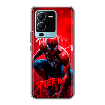 Силиконовый чехол на Vivo V25 Pro с принтом Spiderman Человек паук