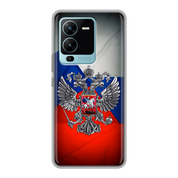 Силиконовый чехол на Vivo V25 Pro с принтом Флаг России