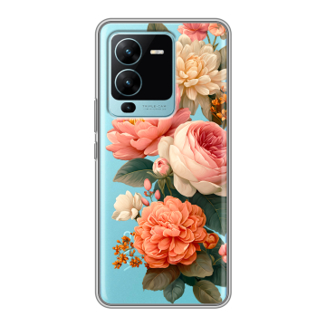 Силиконовый чехол на Vivo V25 Pro с принтом цветы