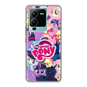 Силиконовый чехол на Vivo V25 Pro с принтом My little pony Дружба чудо