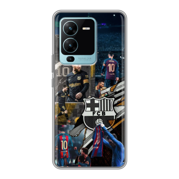 Силиконовый чехол на Vivo V25 Pro с принтом Messi Barcelona