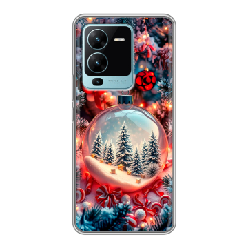 Силиконовый чехол на Vivo V25 Pro с принтом Новый год