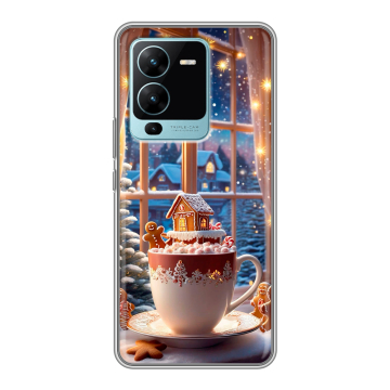 Силиконовый чехол на Vivo V25 Pro с принтом Новый год