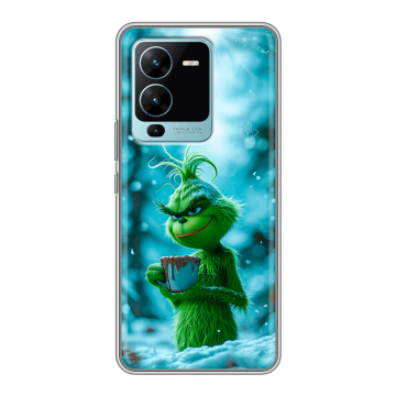 Силиконовый чехол на Vivo V25 Pro с принтом Новый год гринч