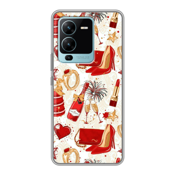 Силиконовый чехол на Vivo V25 Pro с принтом Новый год