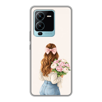 Силиконовый чехол на Vivo V25 Pro с принтом женский