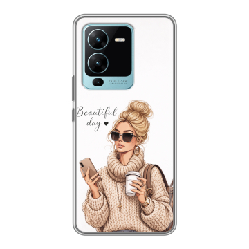 Силиконовый чехол на Vivo V25 Pro с принтом женский