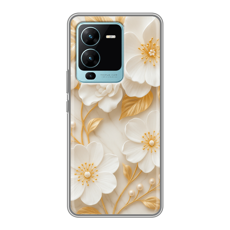 Силиконовый противоударный чехол на Vivo V25 Pro с принтом Цветы Силиконовый противоударный чехол на Vivo V25 Pro с принтом Цветы