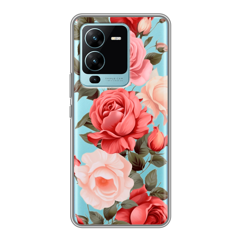 Силиконовый чехол на Vivo V25 Pro с принтом Розы Силиконовый чехол на Vivo V25 Pro с принтом Розы