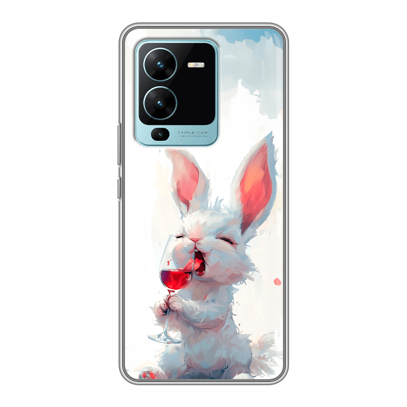 Силиконовый чехол на Vivo V25 Pro с принтом кролик зайчик Силиконовый чехол на Vivo V25 Pro с принтом кролик зайчик