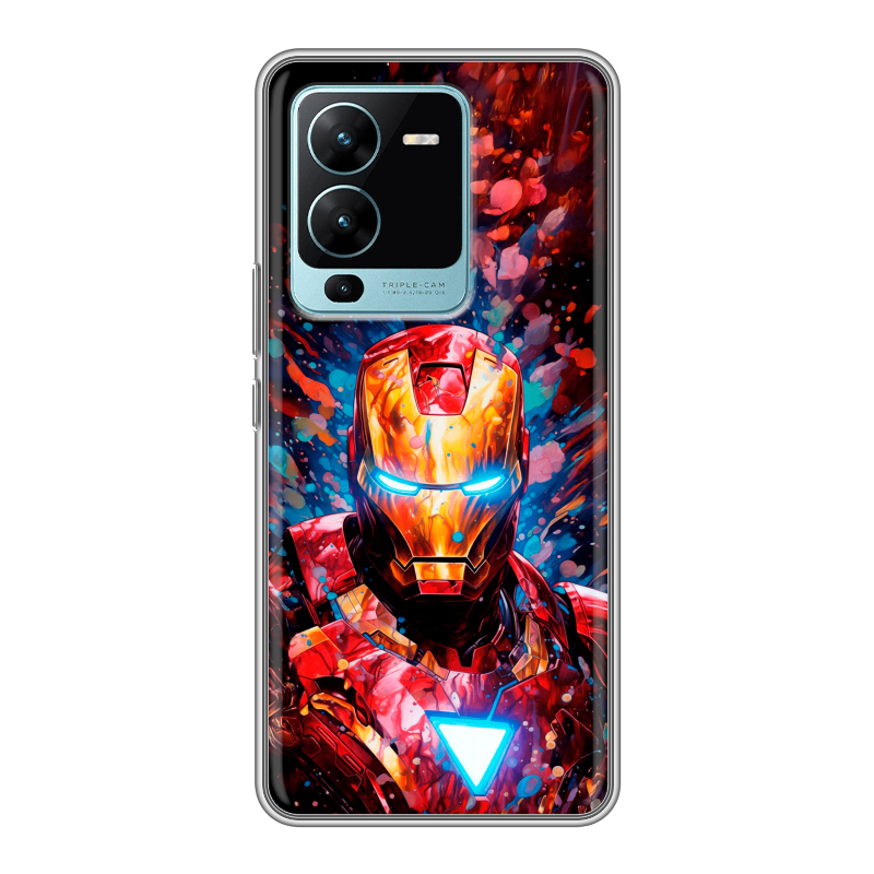 Силиконовый противоударный чехол на Vivo V25 Pro с принтом Железный человек Ironman Силиконовый противоударный чехол на Vivo V25 Pro с принтом Железный человек Ironman