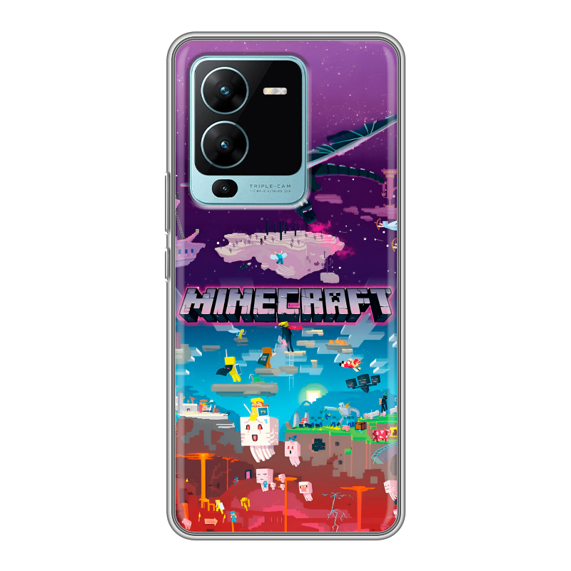 Силиконовый чехол на Vivo V25 Pro с принтом Майнкрафт Minecraft Силиконовый чехол на Vivo V25 Pro с принтом Майнкрафт Minecraft